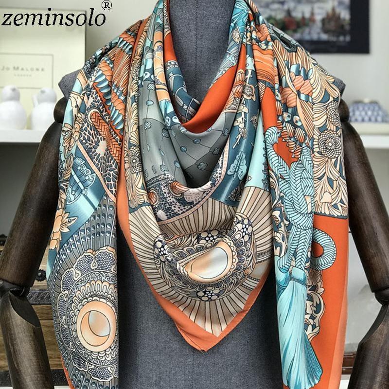 Fashion Square Silk Foulard Printed Bandana Scarf - TeresaCollections