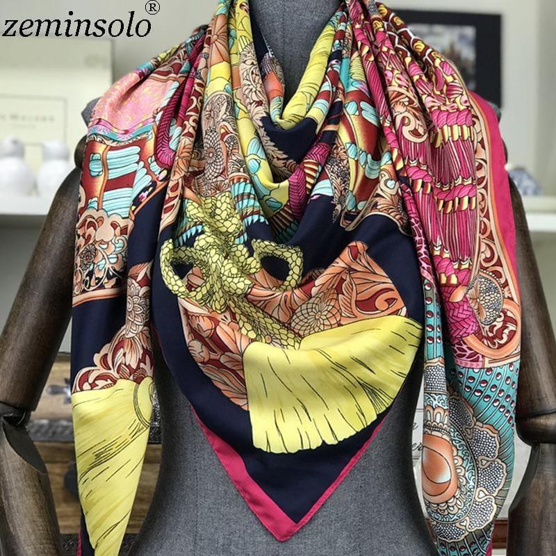 Fashion Square Silk Foulard Printed Bandana Scarf - TeresaCollections