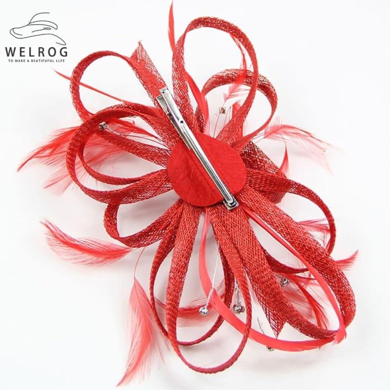 Feather Ribbon Cocktail Wedding Bride Fedora Hat - Hat