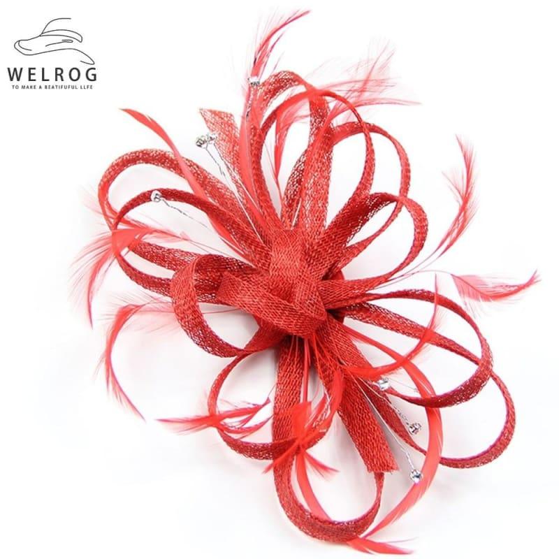 Feather Ribbon Cocktail Wedding Bride Fedora Hat - Hat