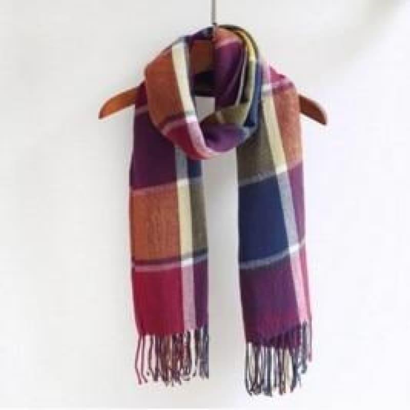 Female Wool Scarf Women Cashmere Scarves Wide Lattices Long Shawl Scarf - TeresaCollections