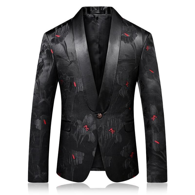 Floral Suit Shawl Collar Tuxedo Jacket Pants Luxury Suit - mens suits