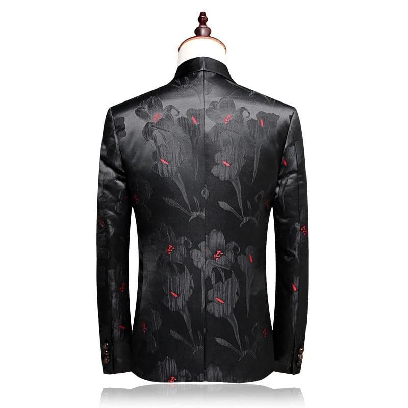 Floral Suit Shawl Collar Tuxedo Jacket Pants Luxury Suit - mens suits