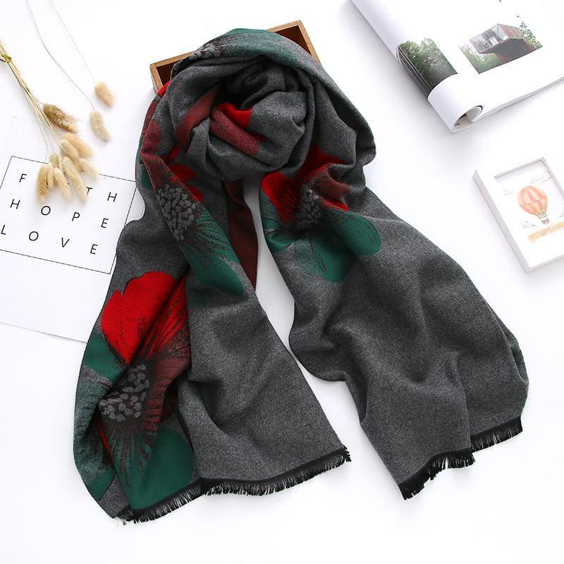Floral Warm Double-sides Pashmina Scarf - TeresaCollections