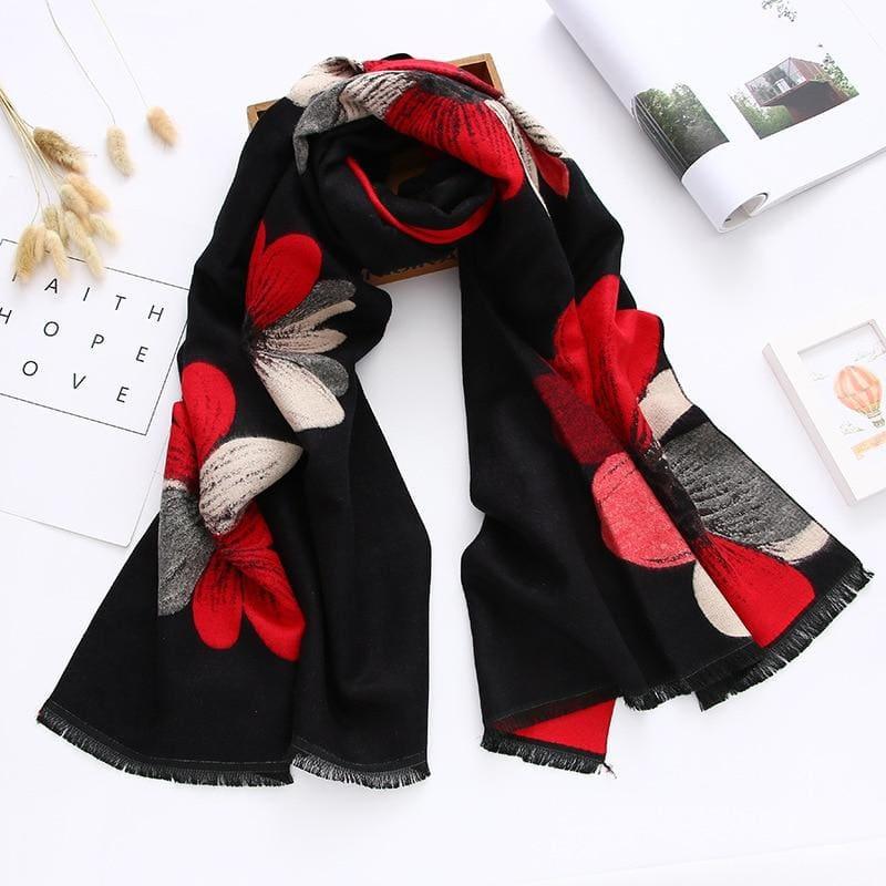 Floral Warm Double-sides Pashmina Scarf - TeresaCollections
