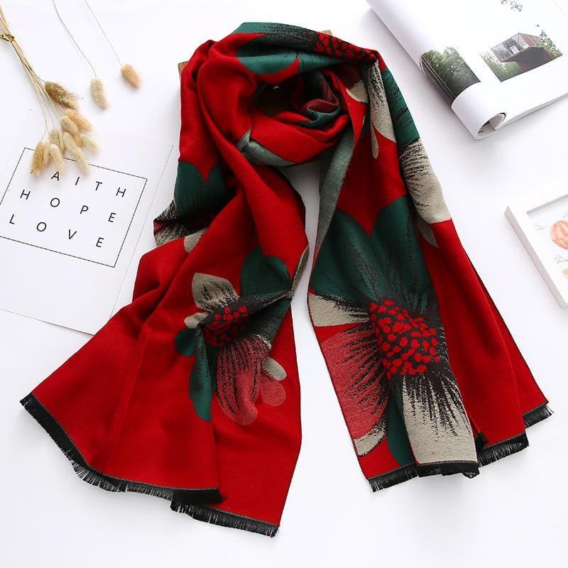 Floral Warm Double-sides Pashmina Scarf - TeresaCollections