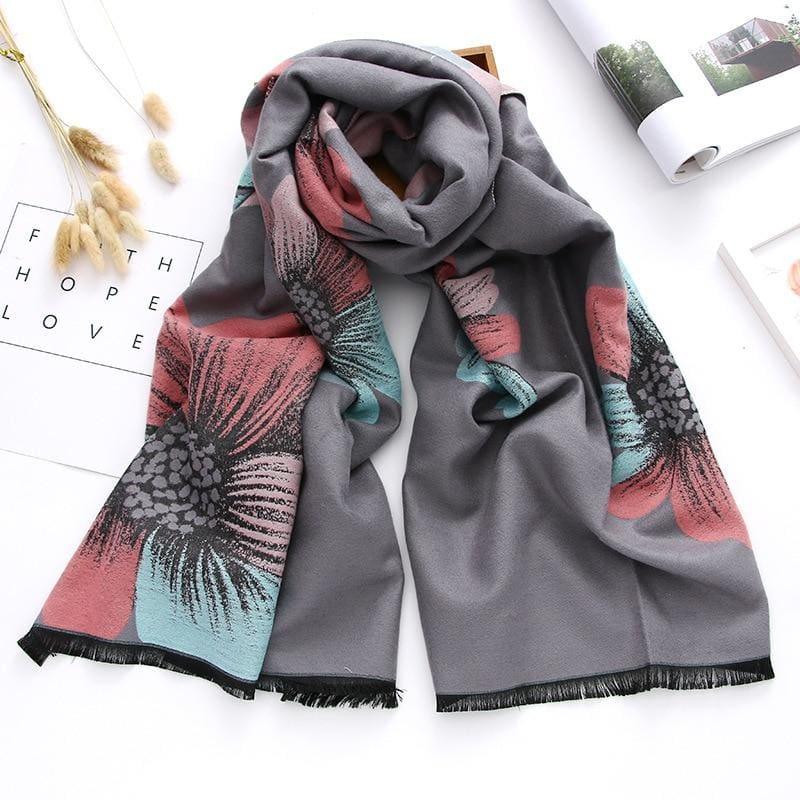 Floral Warm Double-sides Pashmina Scarf - TeresaCollections
