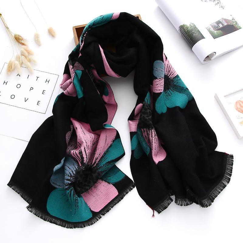 Floral Warm Double-sides Pashmina Scarf - TeresaCollections
