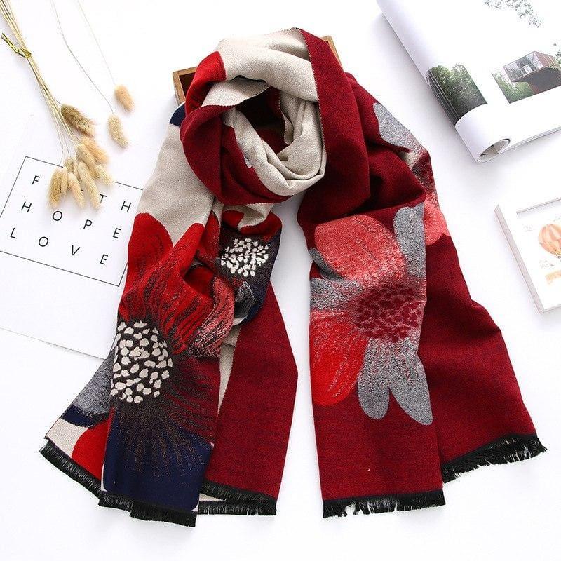 Floral Warm Double-sides Pashmina Scarf - TeresaCollections