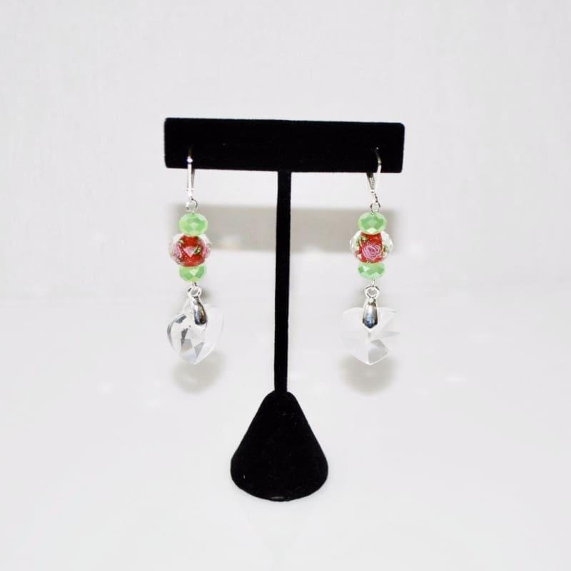 Flower Glass Lampwork Dangle Earrings - Earrings