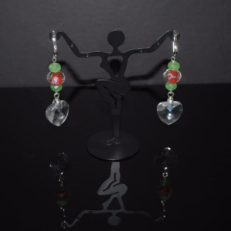 Flower Glass Lampwork Dangle Earrings - Earrings