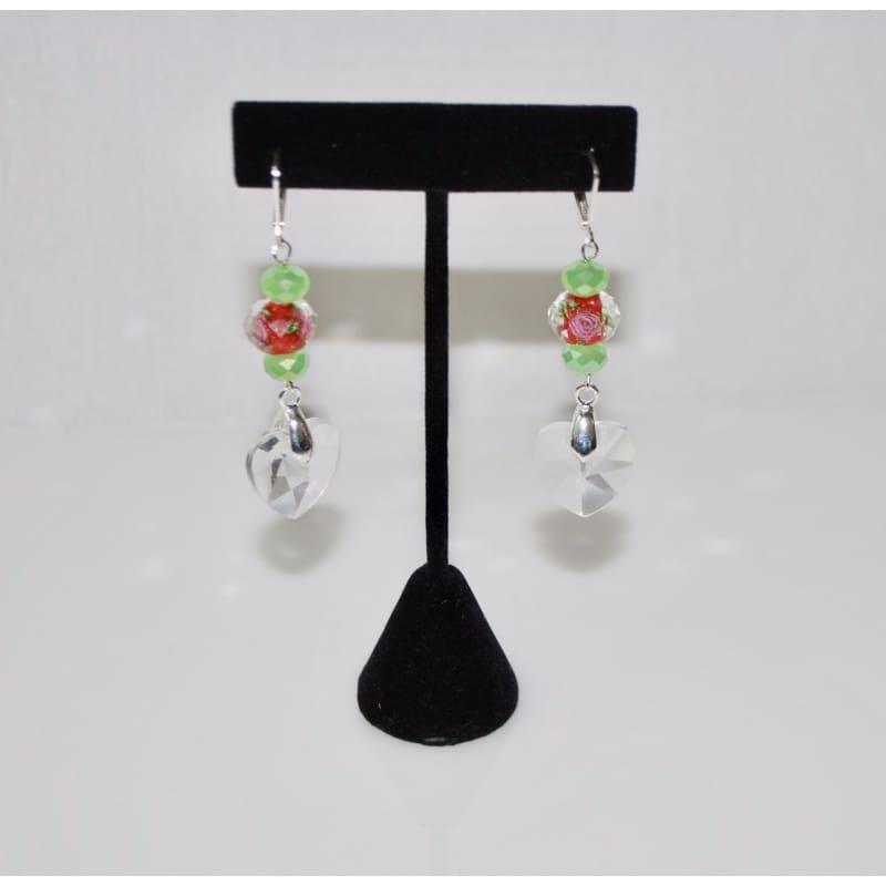 Flower Glass Lampwork Dangle Earrings - Earrings