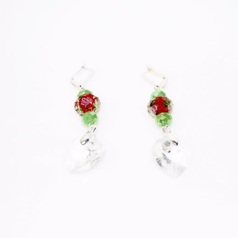 Flower Glass Lampwork Dangle Earrings - Earrings