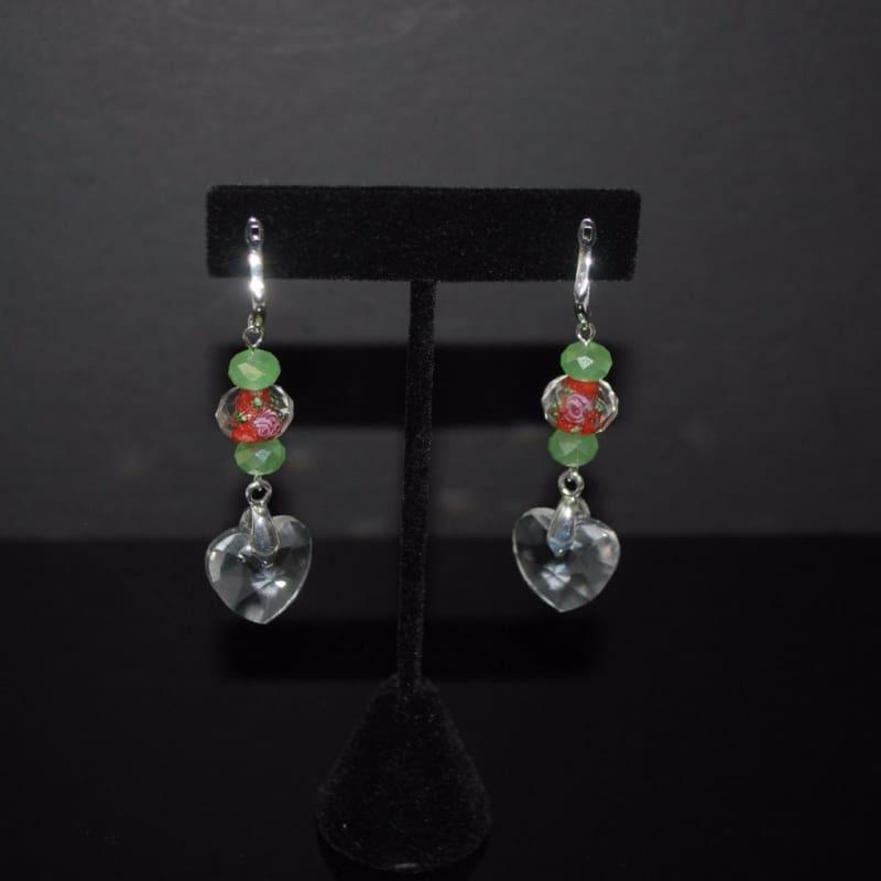 Flower Glass Lampwork Dangle Earrings - Earrings