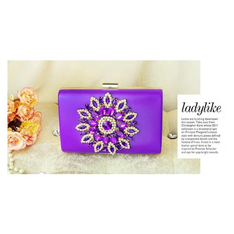 Flower Rhinestones Clutches Purse Bag - TeresaCollections