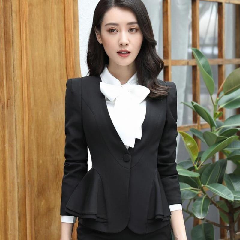 Formal Business Ruffles Slim V Neck Blazer Jacket - TeresaCollections