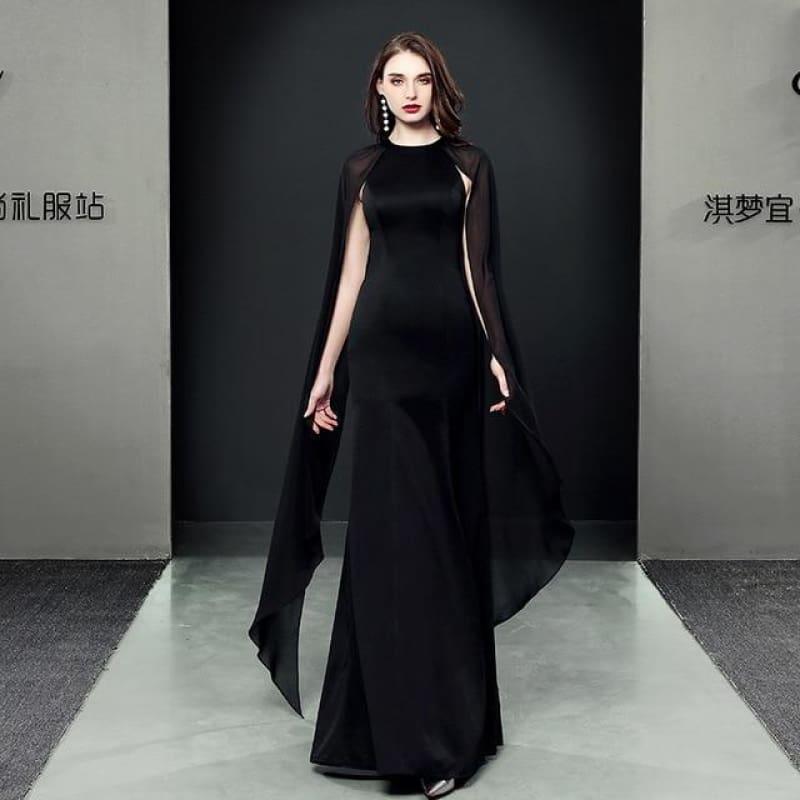 Formal Cheongsam Sexy Long Qipao Evening Dress - black / S - Gown