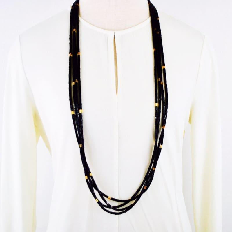 Four Strands Black Gold Ascent Necklace - Handmade