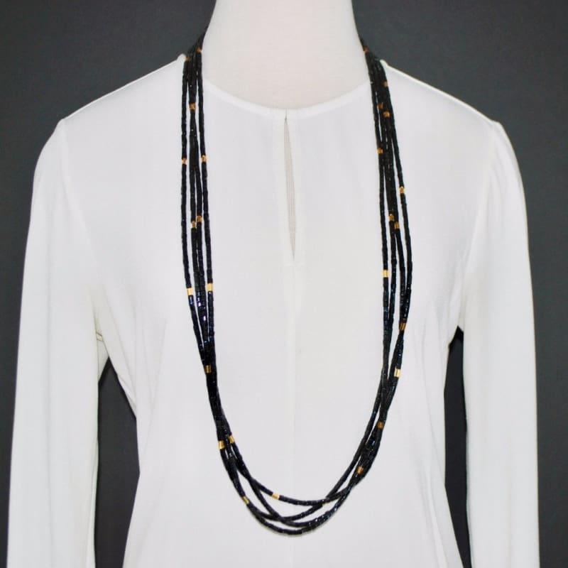 Four Strands Black Gold Ascent Necklace - TeresaCollections