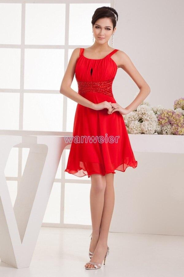 Sexy chiffon red bridemaides dress - TeresaCollections