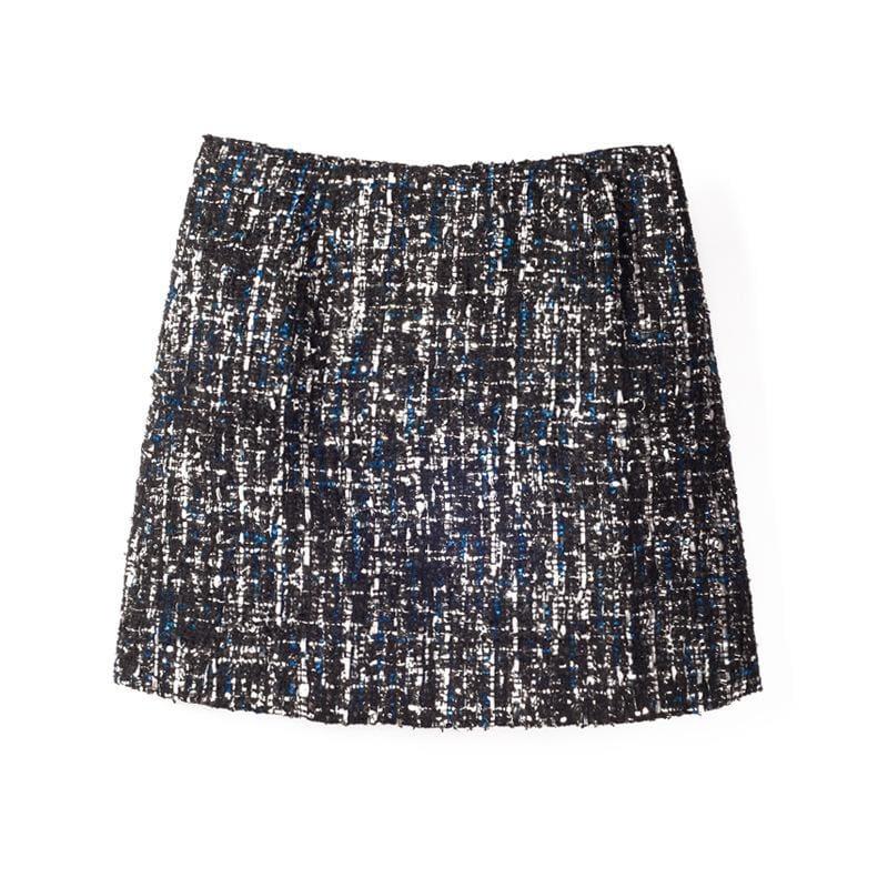 Fresh Style Sequins Tweed Pencil Skirt High Waist Mini Skirt - TeresaCollections