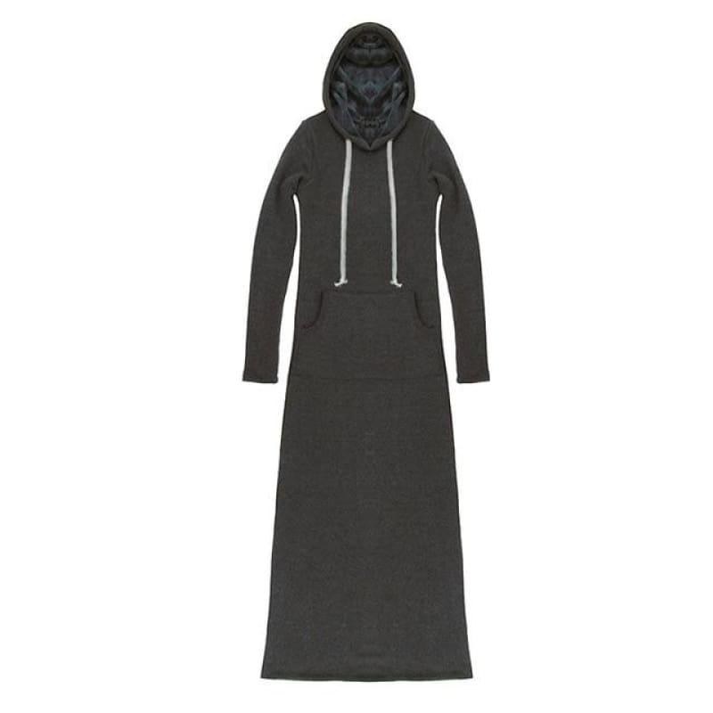 Fur Fleece Hooded Long Sleeve Sweater Maxi Dress - TeresaCollections