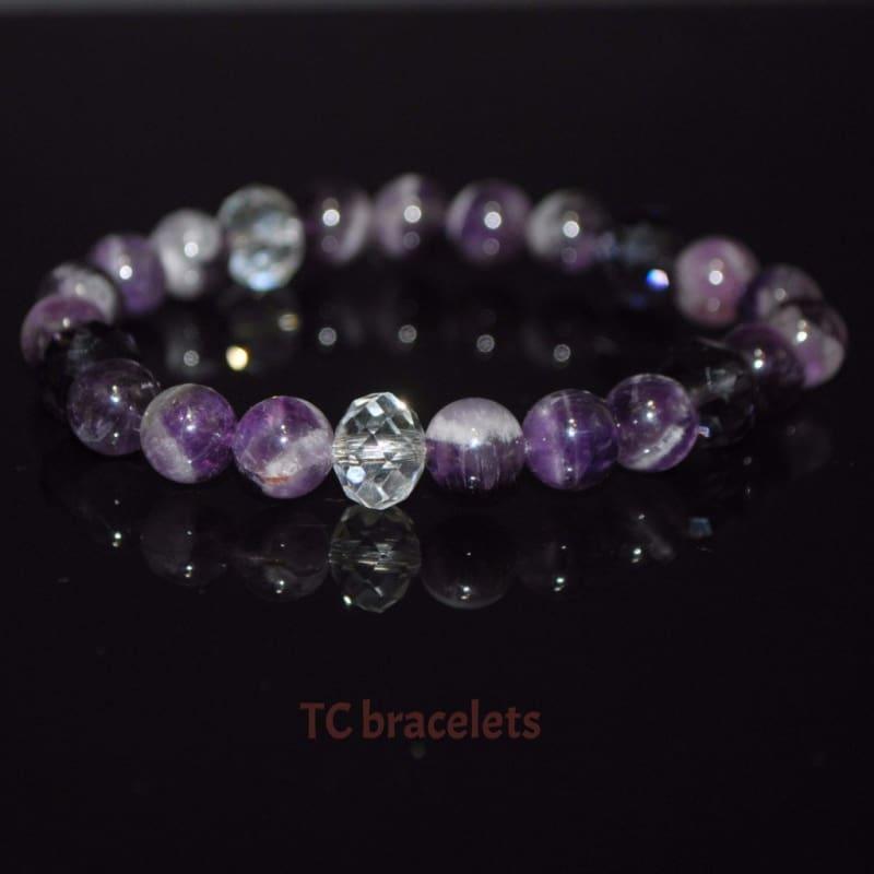 Genuine Amethyst Gemstone Beaded Womens Bracelets - Handmade