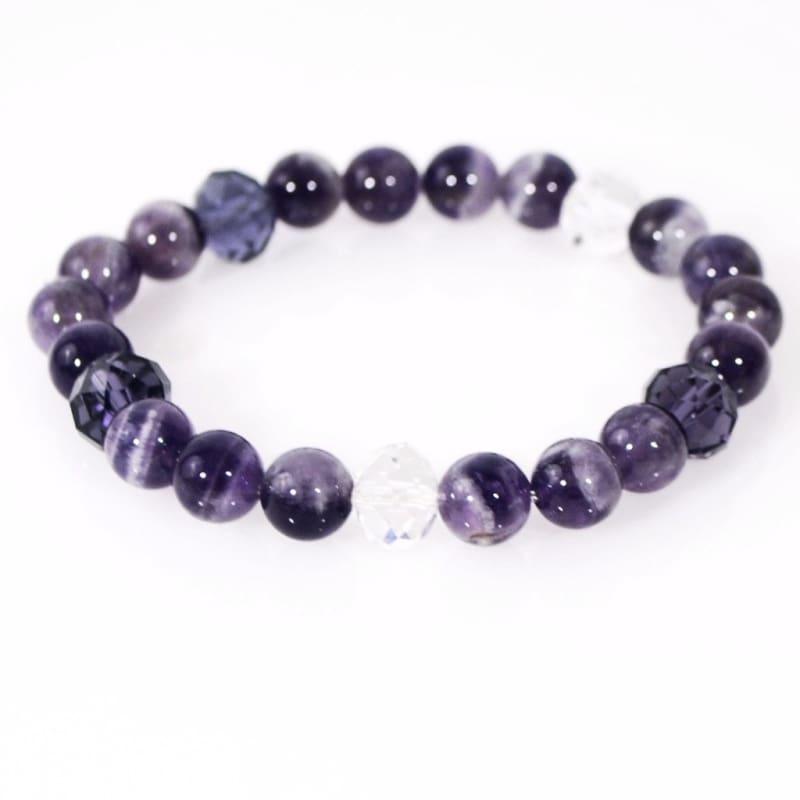 Genuine Amethyst Gemstone Beaded Womens Bracelets - Handmade