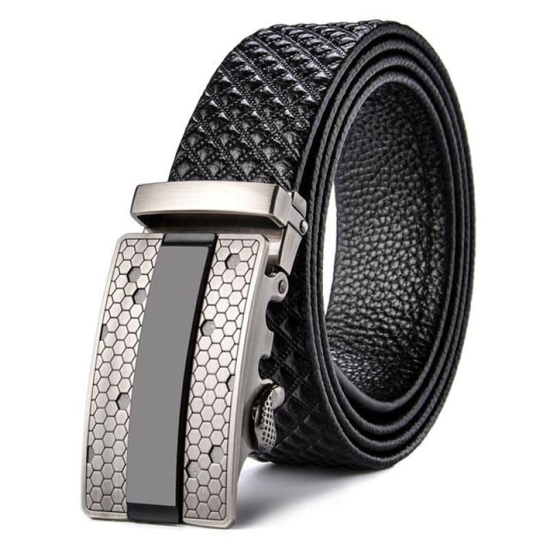 Genuine Leather Belt Cowboy Mens Luxury Plaid Casual Strap Belts - K100S2 / 110cm - belt