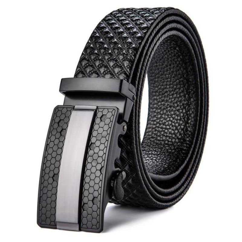 Genuine Leather Belt Cowboy Mens Luxury Plaid Casual Strap Belts - K92S2 / 110cm - belt