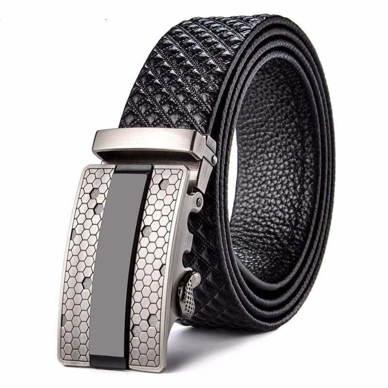 Genuine Leather Belt Cowboy Mens Luxury Plaid Casual Strap Belts - belt