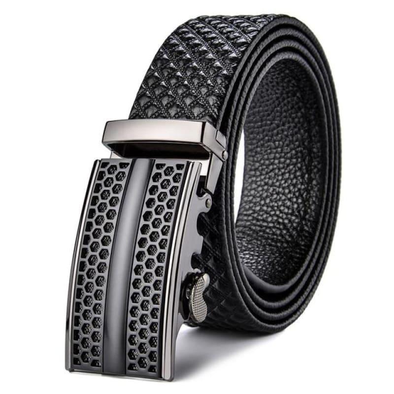 Genuine Leather Belt Men Luxury Brand Mens Dress Belts - Black / 110cm - belts