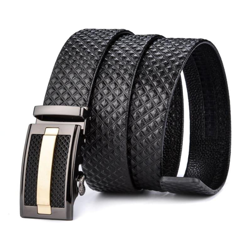 Genuine Leather Cowhide Black Automatic Buckle Mens Belts - belt