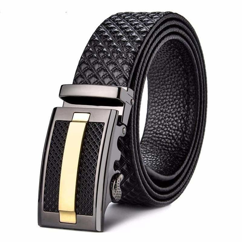 Genuine Leather Cowhide Black Automatic Buckle Mens Belts - belt