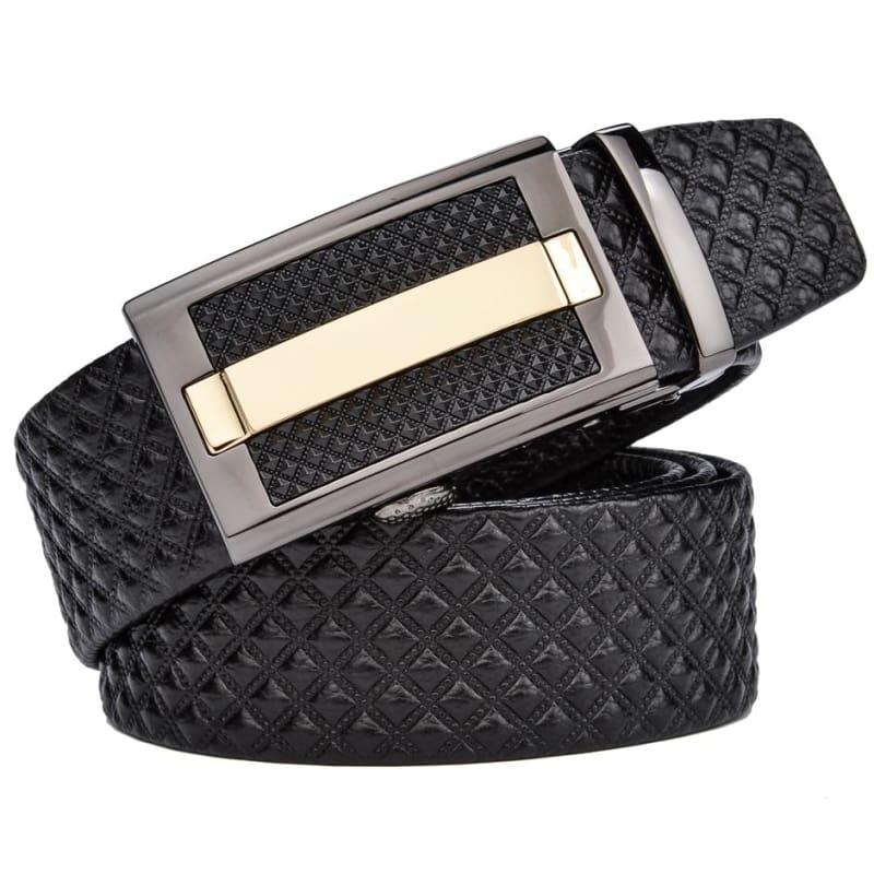 Genuine Leather Cowhide Black Automatic Buckle Mens Belts - belt