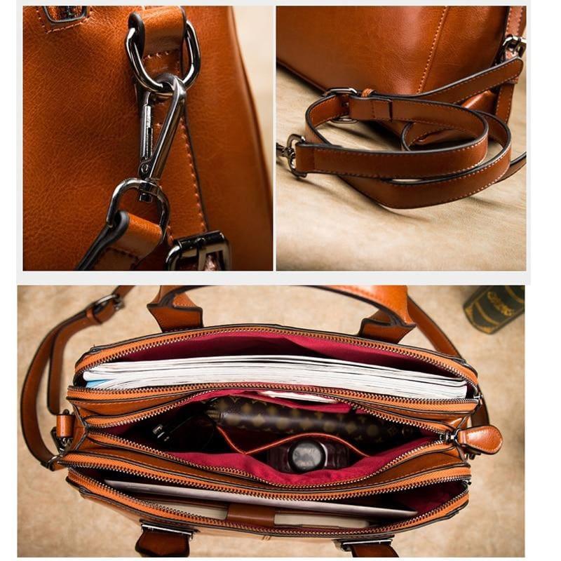 Genuine Leather Messenger Bag - HandBag