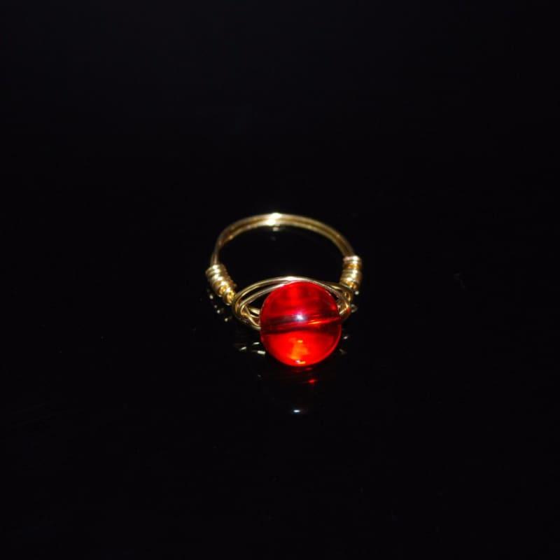 Genuine Quartz Stone womens ring - 6.5 / Red - Handmade