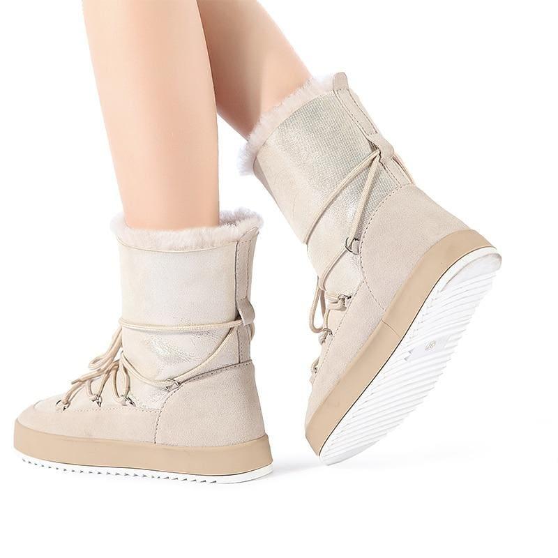 Genuine Shearling Snowboots Booties - TeresaCollections