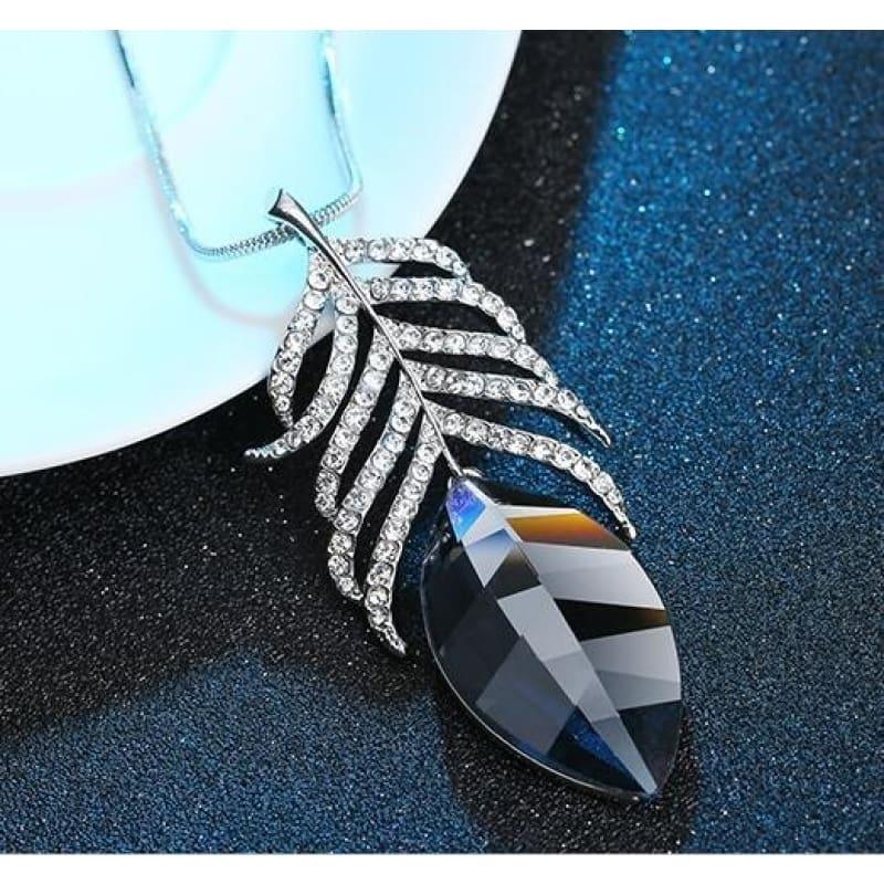 Geometric Statement Long Necklaces & Pendants - Grey Feather - necklace