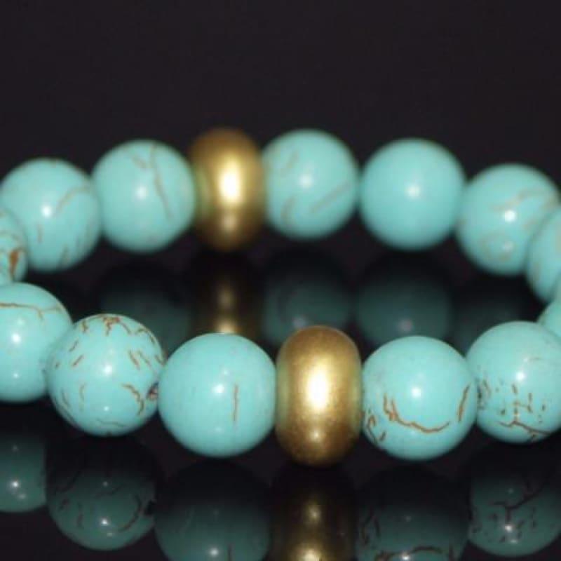 Gold Toned Acent Turquoise Bracelets - TeresaCollections