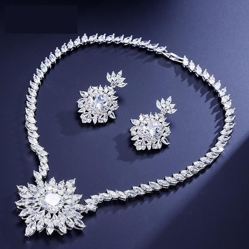 Gorgeous Big Square Cubic Zircon Jewelry Set - jewelry set