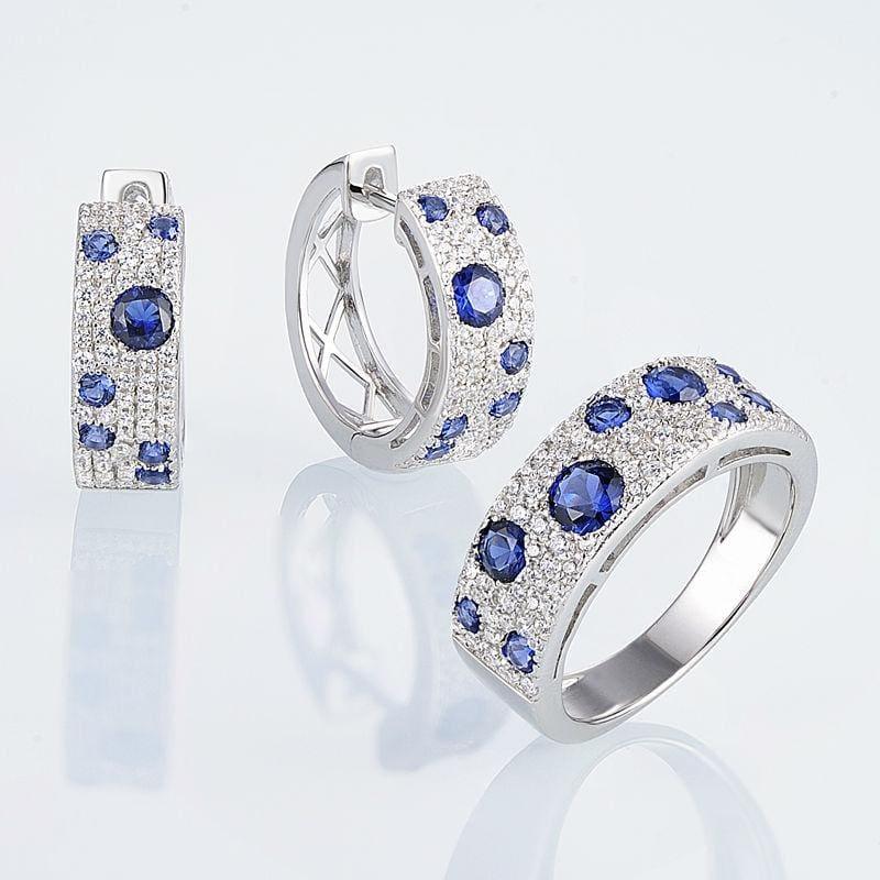 Gorgeous Blue Nano CZ 925 Sterling Silver Sparkling Women Jewelry Set - Jewelry set