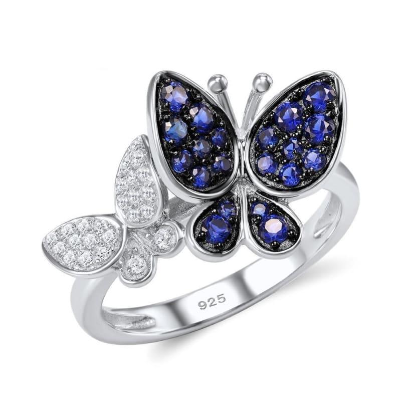 Gorgeous Butterfly Earrings Ring Genuine 100% 925 Sterling Silver Sparkling Jewelry Set - jewelry set