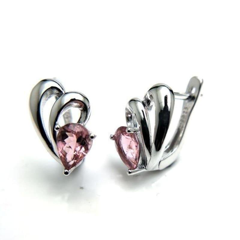 Grace Natural Pink Tourmaline Gemstone in 925 Sterling Silver Small Simple Earrings - pink tourmaline - earrings