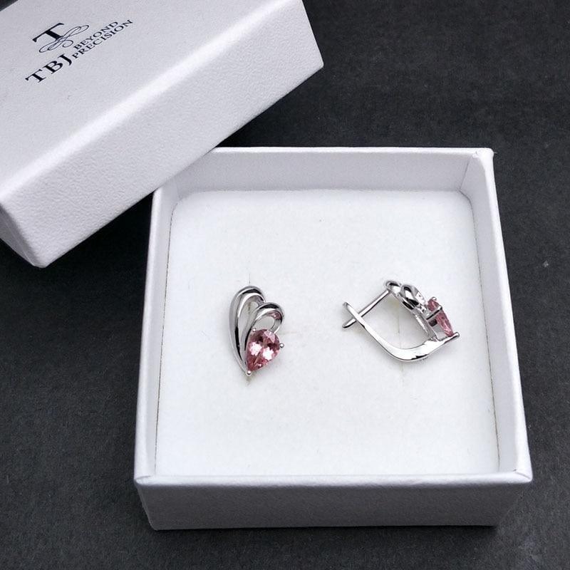 Grace Natural Pink Tourmaline Gemstone in 925 Sterling Silver Small Simple Earrings - earrings