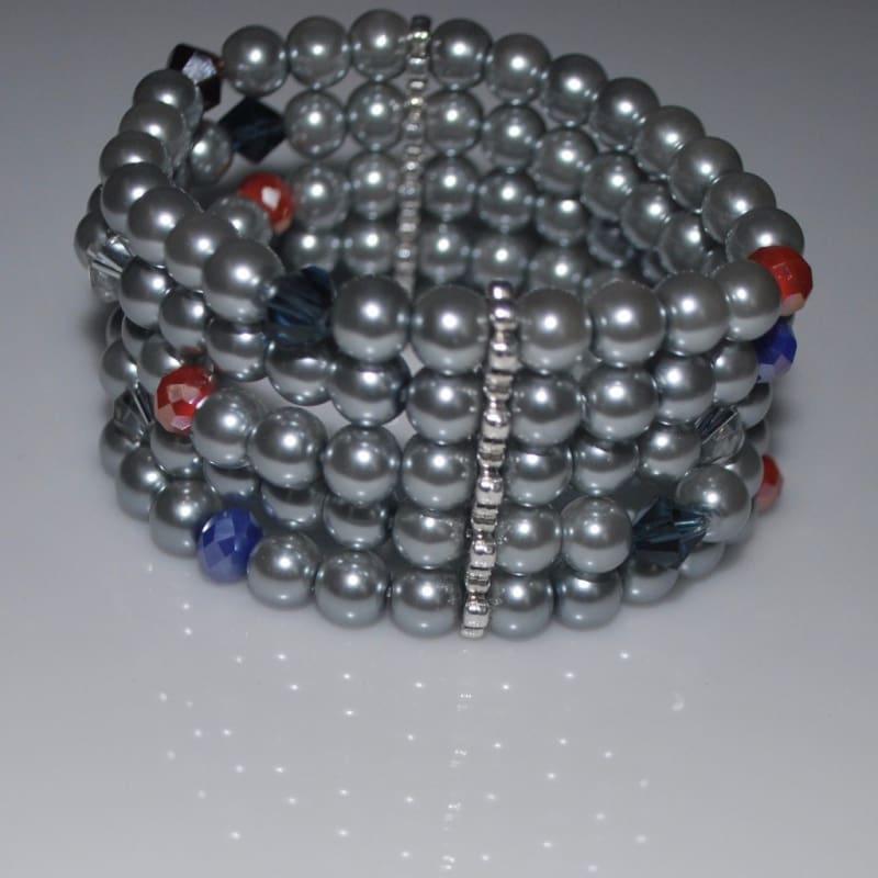 Gray Multiple Strands Glass Pearls Bracelets - Handmade