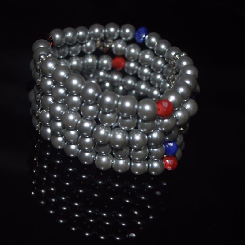 Gray Multiple Strands Glass Pearls Bracelets - Handmade