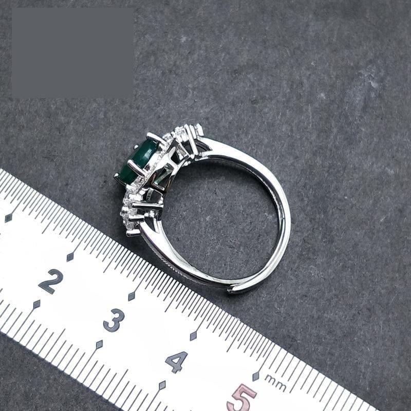 Green Agate Gemstone 7*9mm 925 Sterling Silver Ring - rings