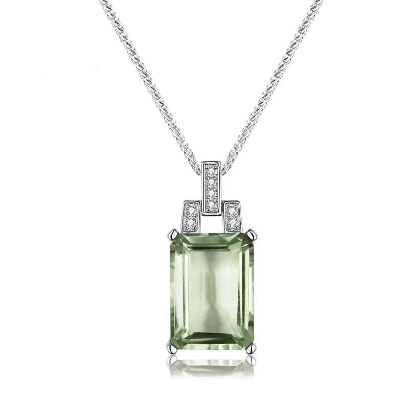 Green Amethyst Gemstone Pendant Necklace - green amethyst - necklace