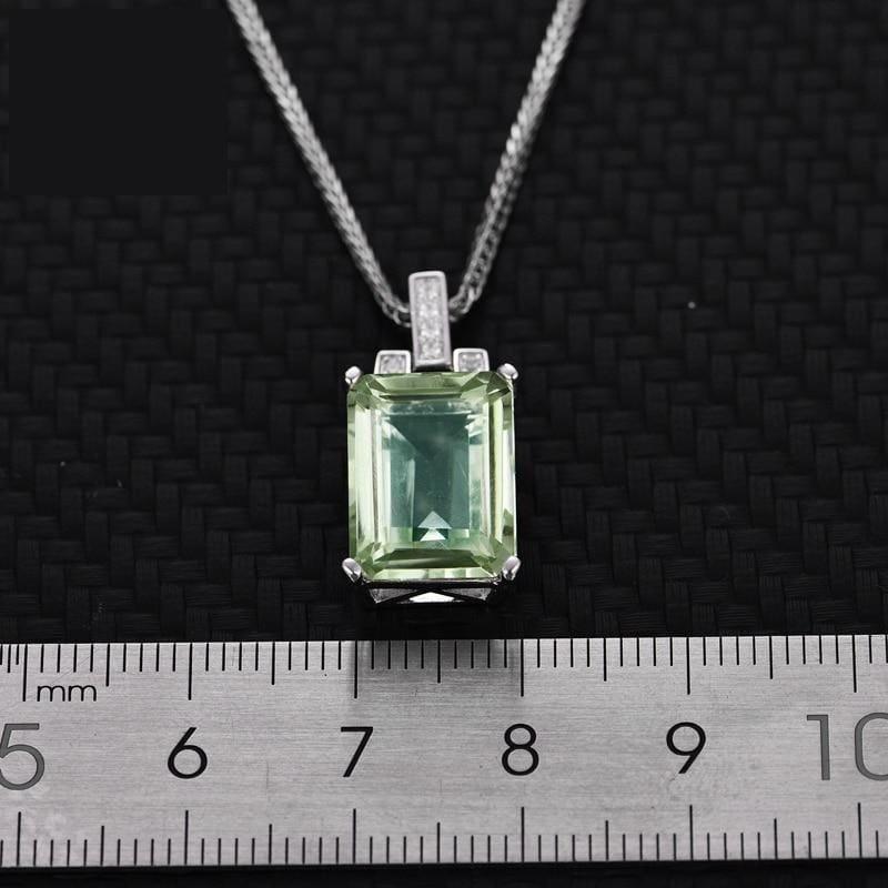 Green Amethyst Gemstone Pendant Necklace - necklace